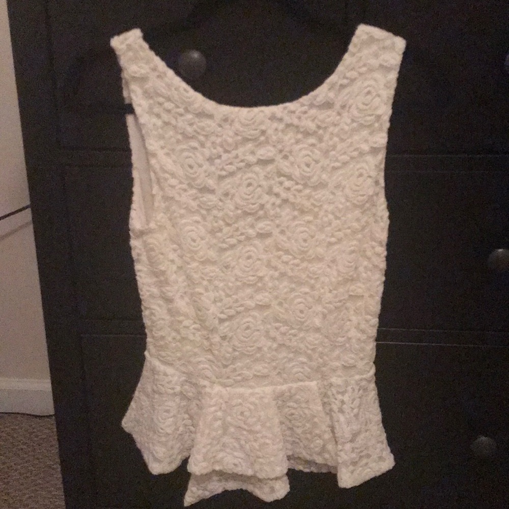 Never worn! White lace/spandex top